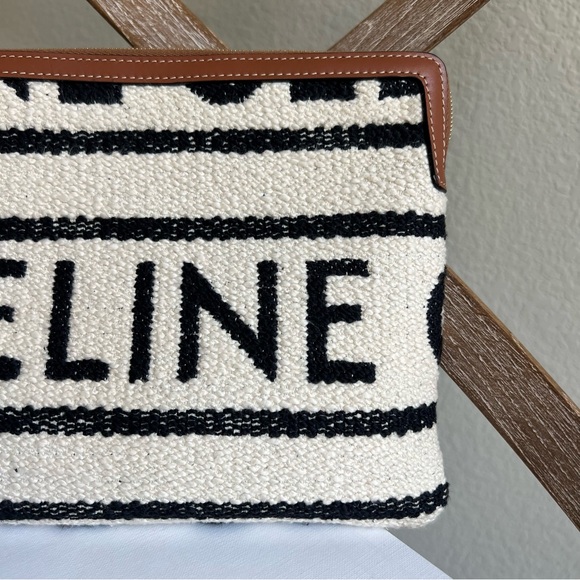Celine striped textile pouch with wrist strap - Picture 4 of 11